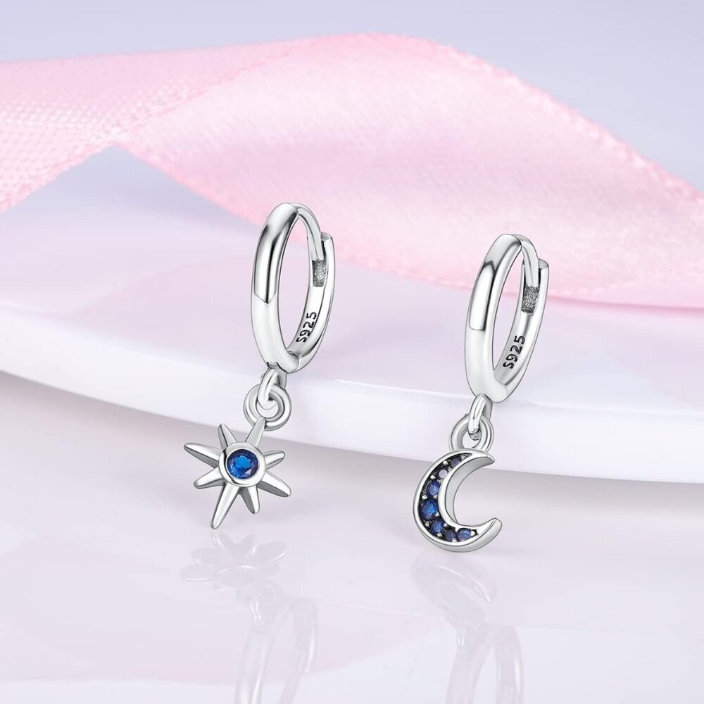 Dangle Drop Earrings 925 Sterling Silver Earrings for Women Cubic Zirconia Dangl - Picture 2 of 6